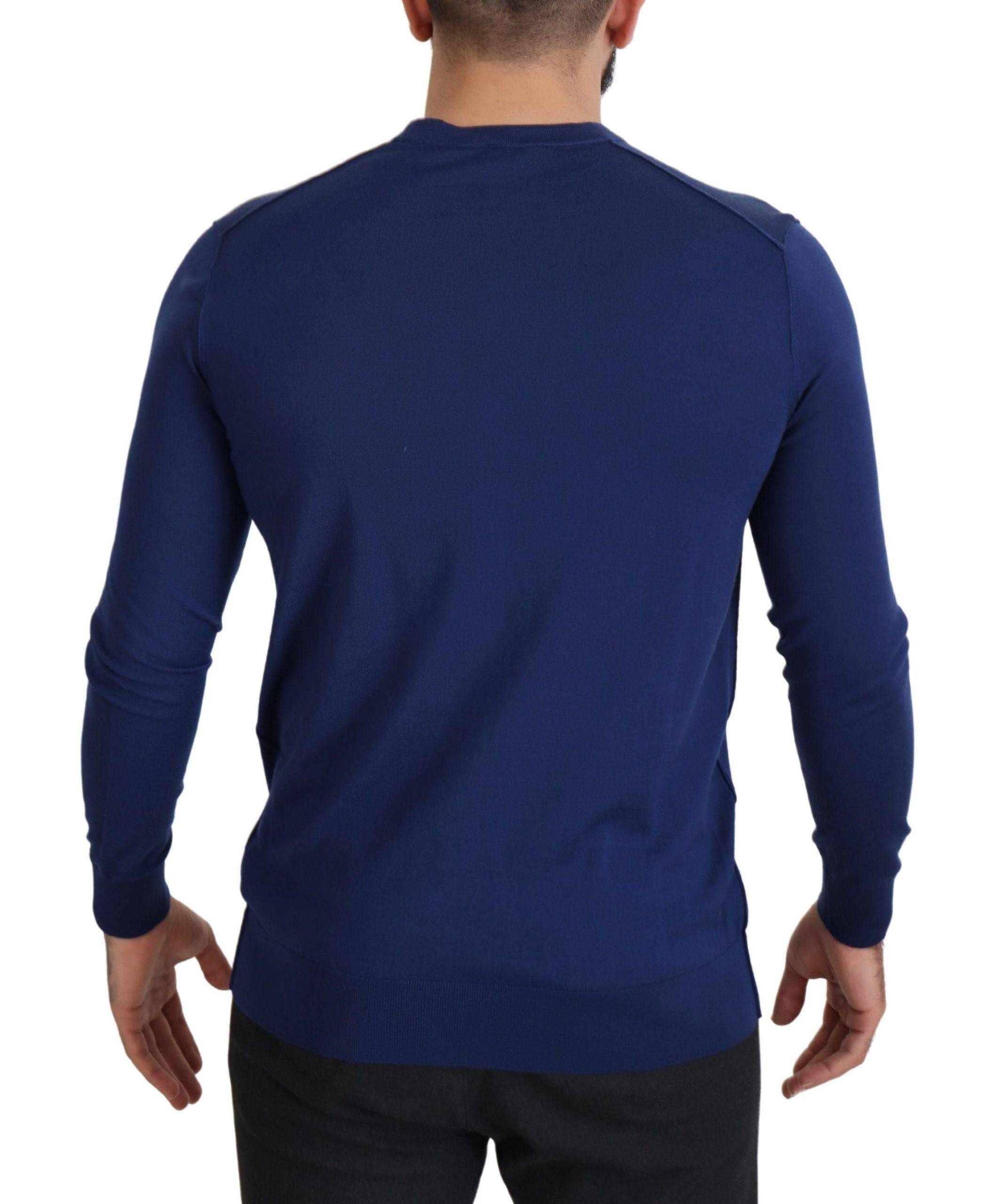 Pull Dolce & Gabbana en laine bleue à col en V avec boutons, cardigan léger et élégant pour homme.