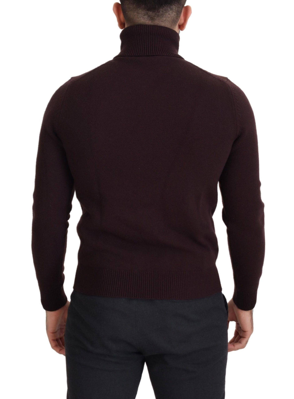 Pull en laine marron à col roulé de Dolce & Gabbana, pull-over élégant avec finition douce et ajustée.