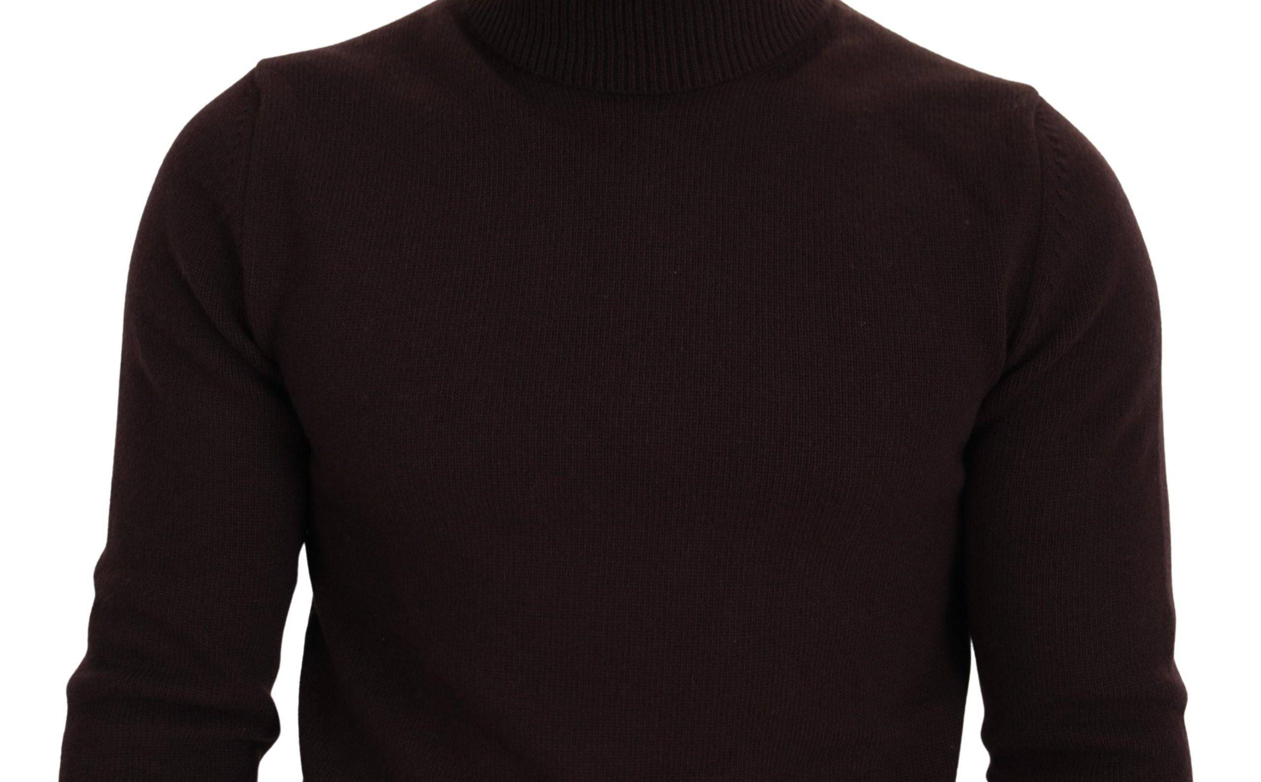 Pull en laine marron à col roulé Dolce & Gabbana, pull-over chaud et élégant pour homme.