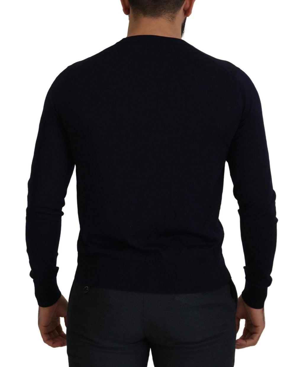 Pull en laine bleu Dolce & Gabbana STAFF Down Cardigan, douceur et élégance pour un look sophistiqué.