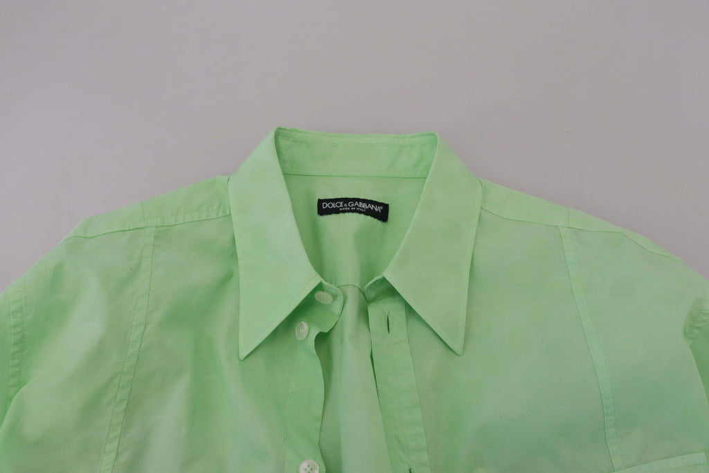 Chemise à manches longues vert menthe Dolce & Gabbana avec boutons, style élégant et tissu léger.