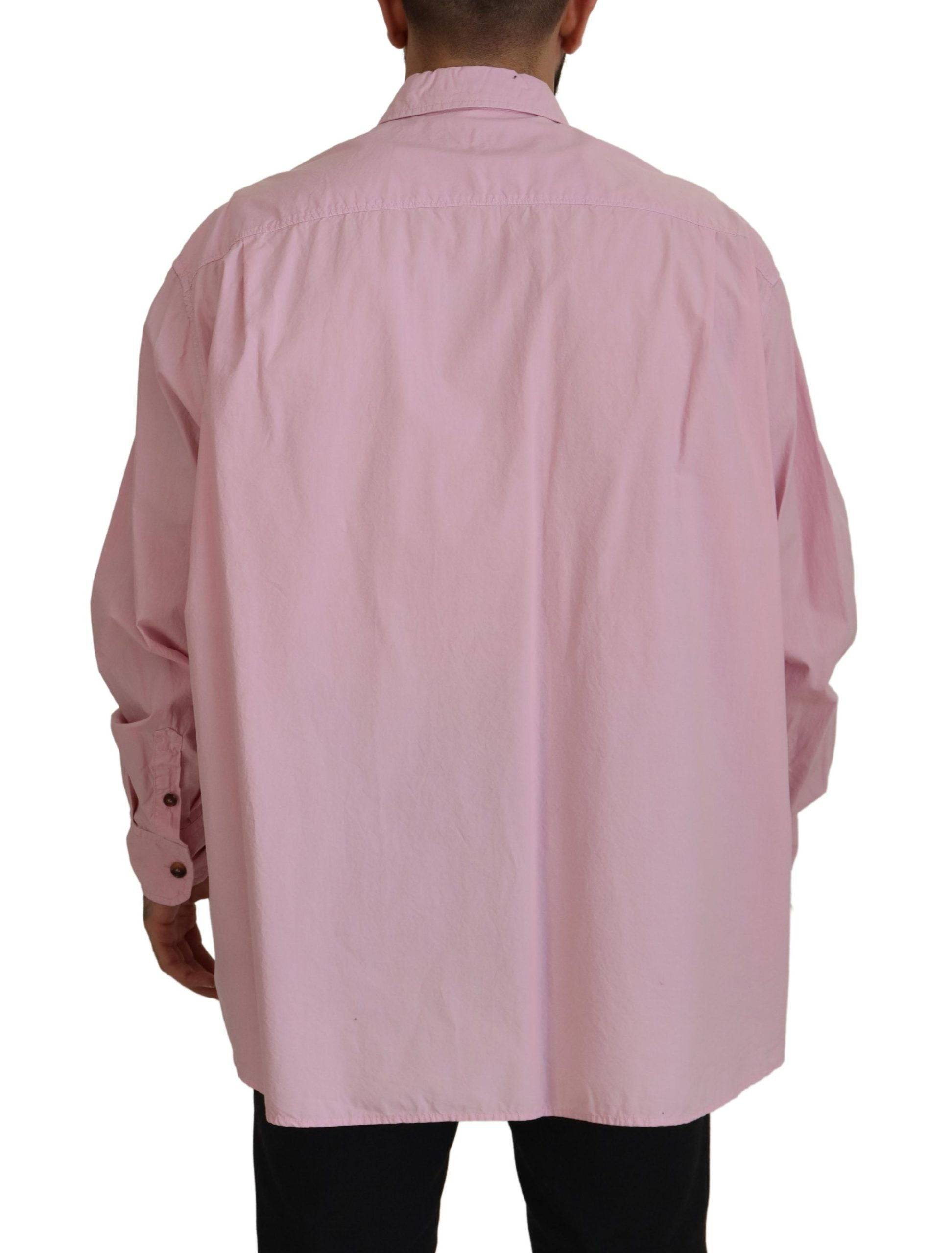 Chemise décontractée rose à manches longues de Dolce & Gabbana, boutonnière élégante et style chic.