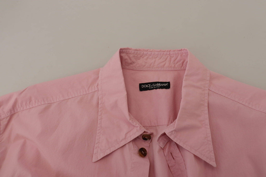 Chemise rose décontractée Dolce & Gabbana à manches longues avec boutons, en tissu léger et élégant.