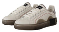 Dolce & Gabbana Weiße Leder-Schuhe Damen Logo Portofino Sneakers