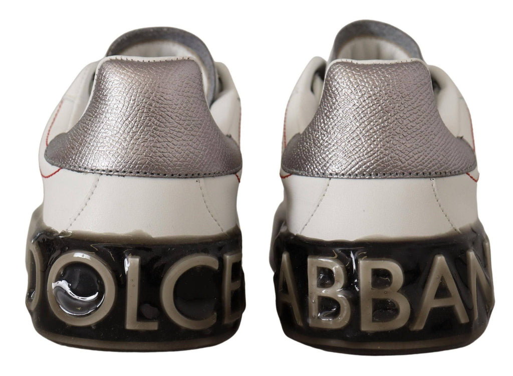 Dolce & Gabbana Weiße Leder-Schuhe Damen Logo Portofino Sneakers