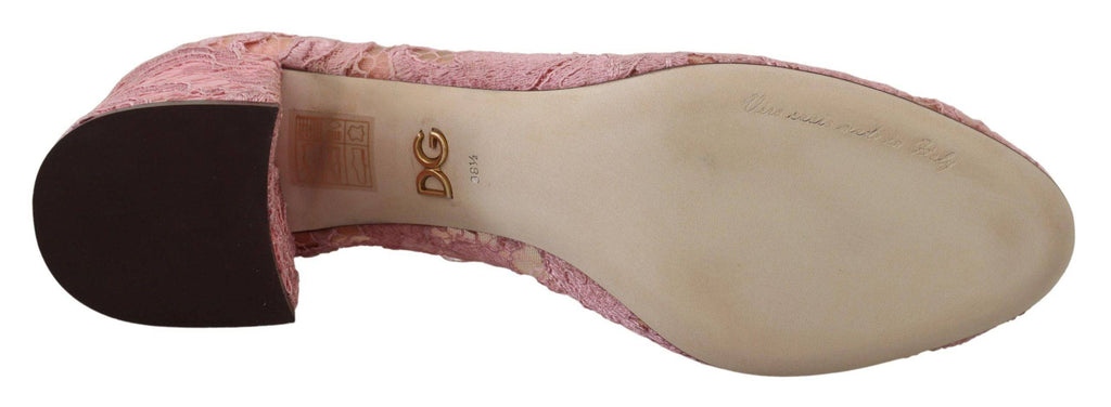 Chaussures pastel Dolce & Gabbana Taormina en dentelle avec cristaux, talons hauts élégants pour femmes.