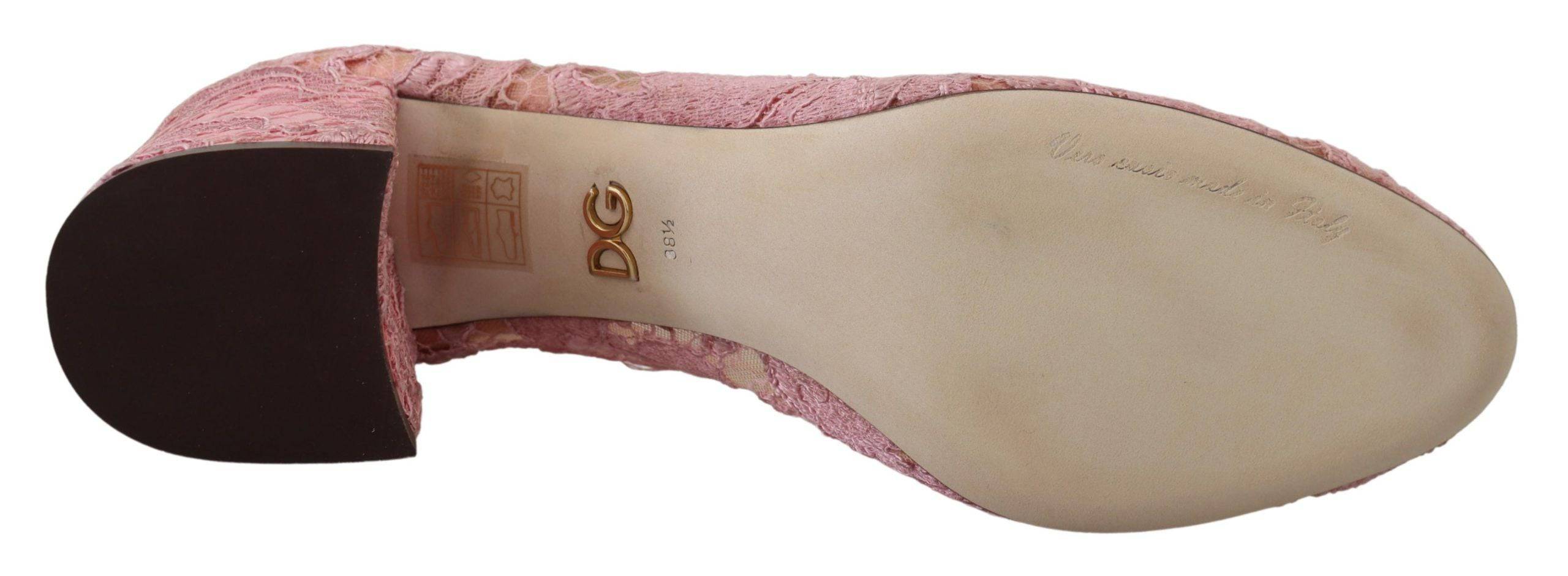 Chaussures pastel Dolce & Gabbana Taormina en dentelle avec cristaux, talons hauts élégants pour femmes.
