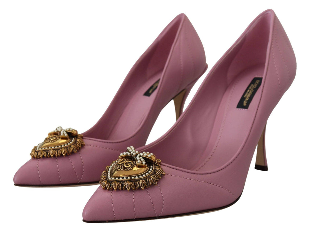 Chaussures à talons Dolce & Gabbana en cuir rose en forme de cœur, modèle Devotion.