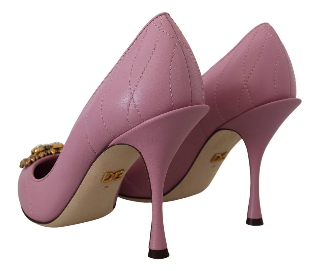 Chaussures à talons Dolce & Gabbana en cuir rose en forme de cœur DEVOTION, élégantes et sophistiquées.