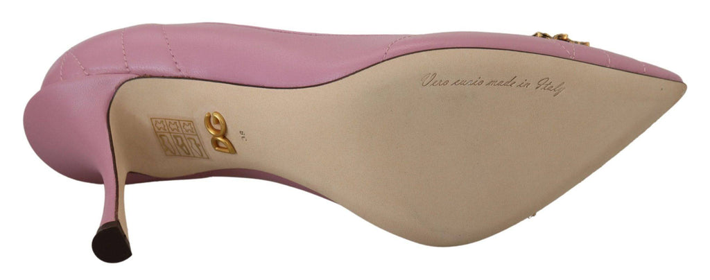Chaussures à talons roses Dolce & Gabbana Heart DEVOTION en cuir, élégantes et féminines.