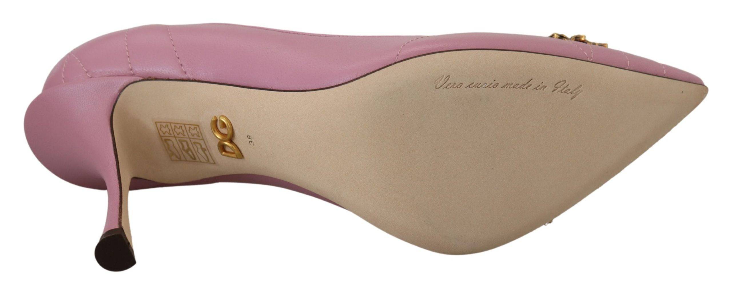 Chaussures à talons roses Dolce & Gabbana Heart DEVOTION en cuir, élégantes et féminines.