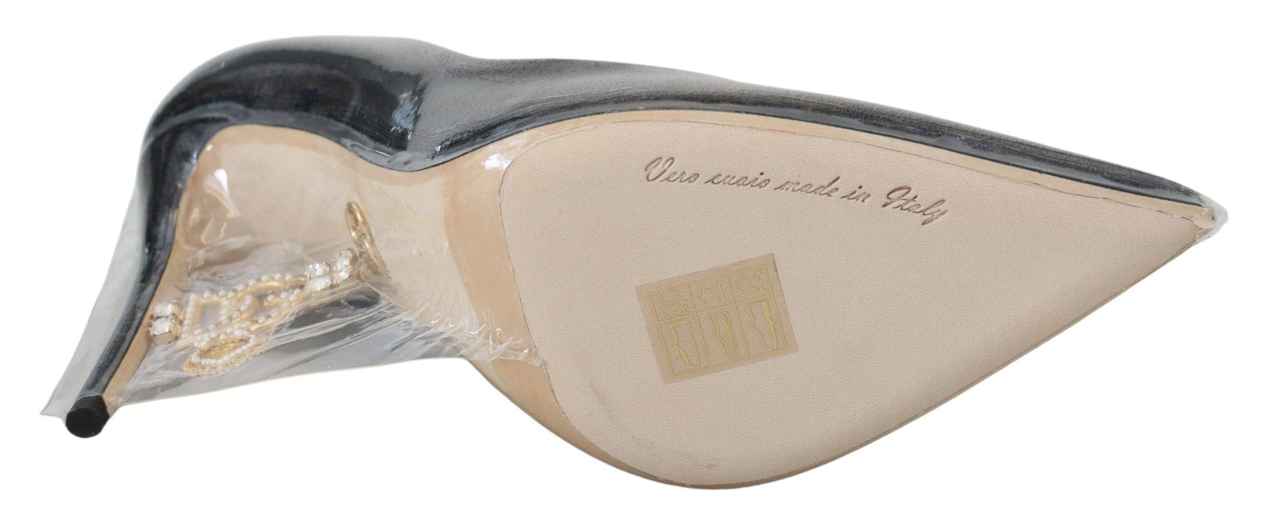 Escarpins en cuir noir de Dolce & Gabbana, talons hauts avec emballage en plastique, chaussures élégantes pour femme