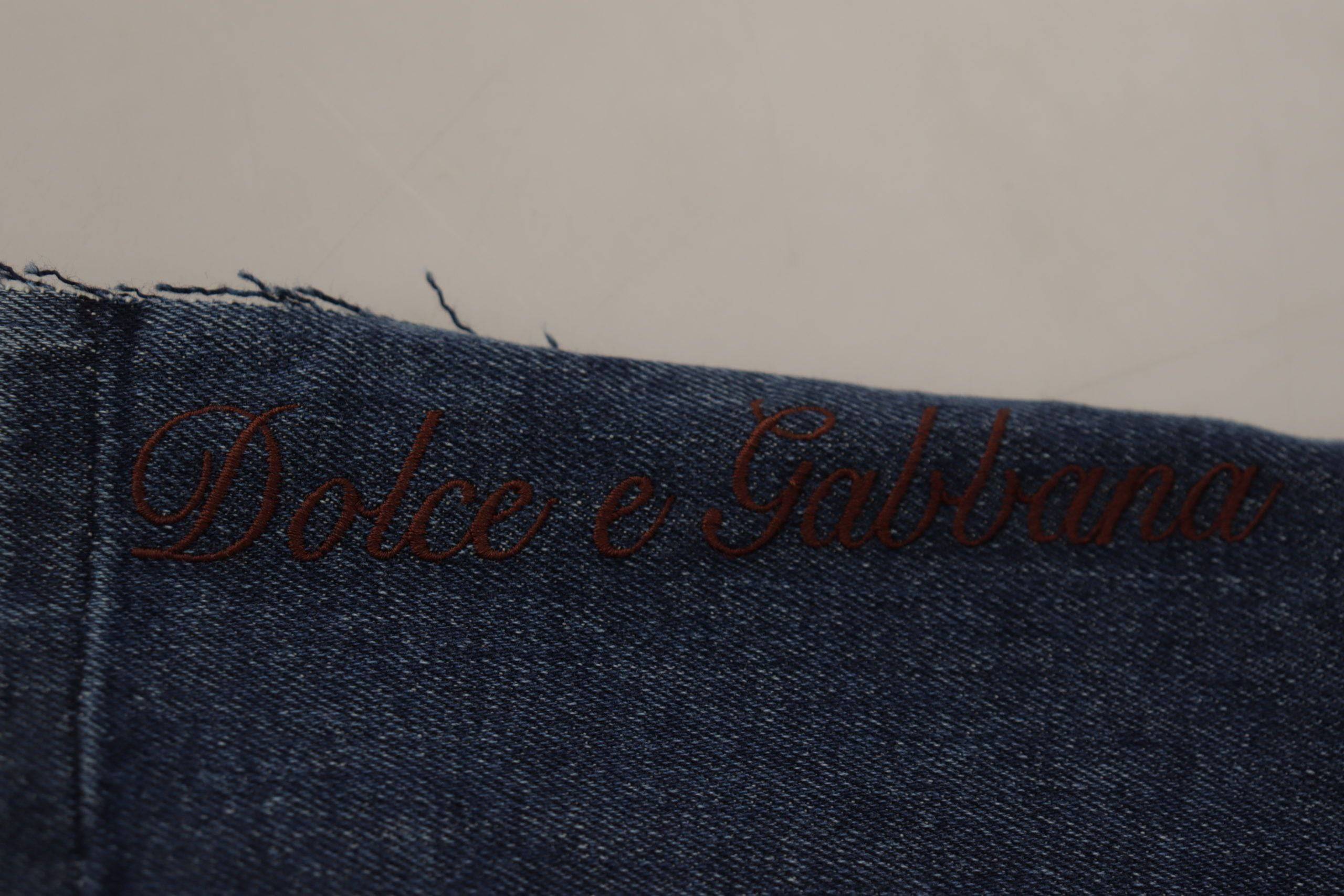 Pantalon en jean large à patchwork multicolore Dolce & Gabbana, style tendance avec motifs colorés et coupe ample.