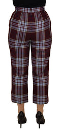 Pantalon cropped à taille haute Dolce & Gabbana à carreaux gris, style élégant et tendance pour femme.