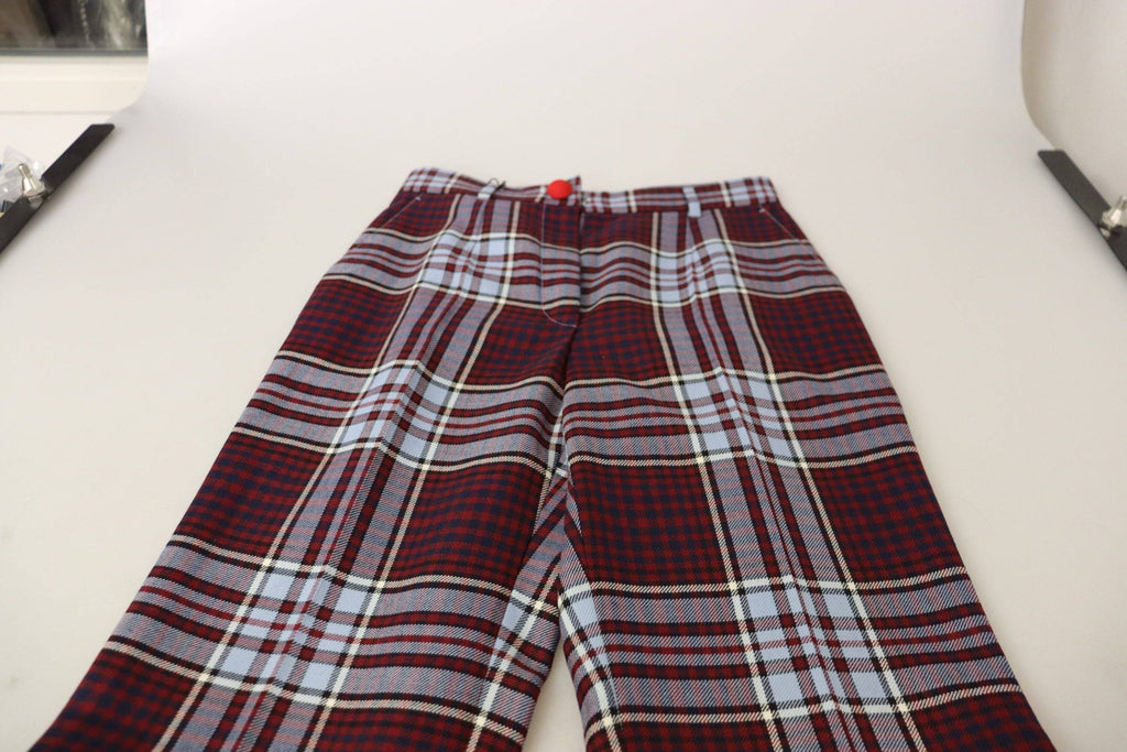 Pantalon taille haute à carreaux gris de Dolce & Gabbana, pantalon cropped élégant pour femme.
