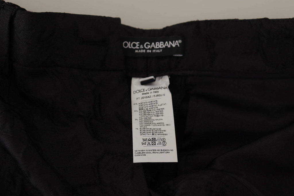 Pantalons cropped en brocart noir de Dolce & Gabbana avec taille haute et coupe élégante.