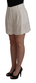 Shorts en coton blancs Dolce & Gabbana, culotte à taille haute, mode élégante et confortable pour femmes.