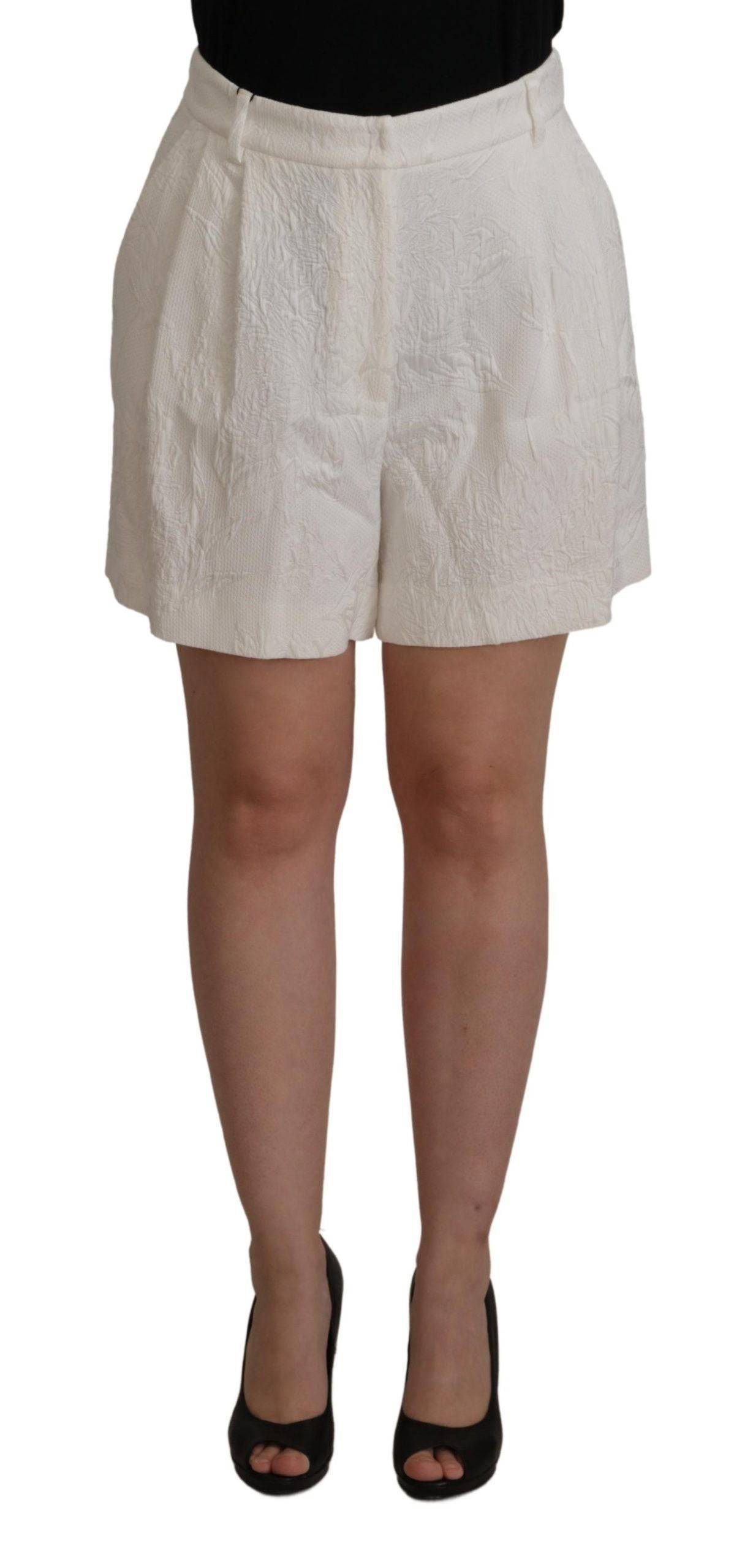 Shorts en coton blanc à taille haute Dolce & Gabbana, culotte élégante et décontractée, vue de face.