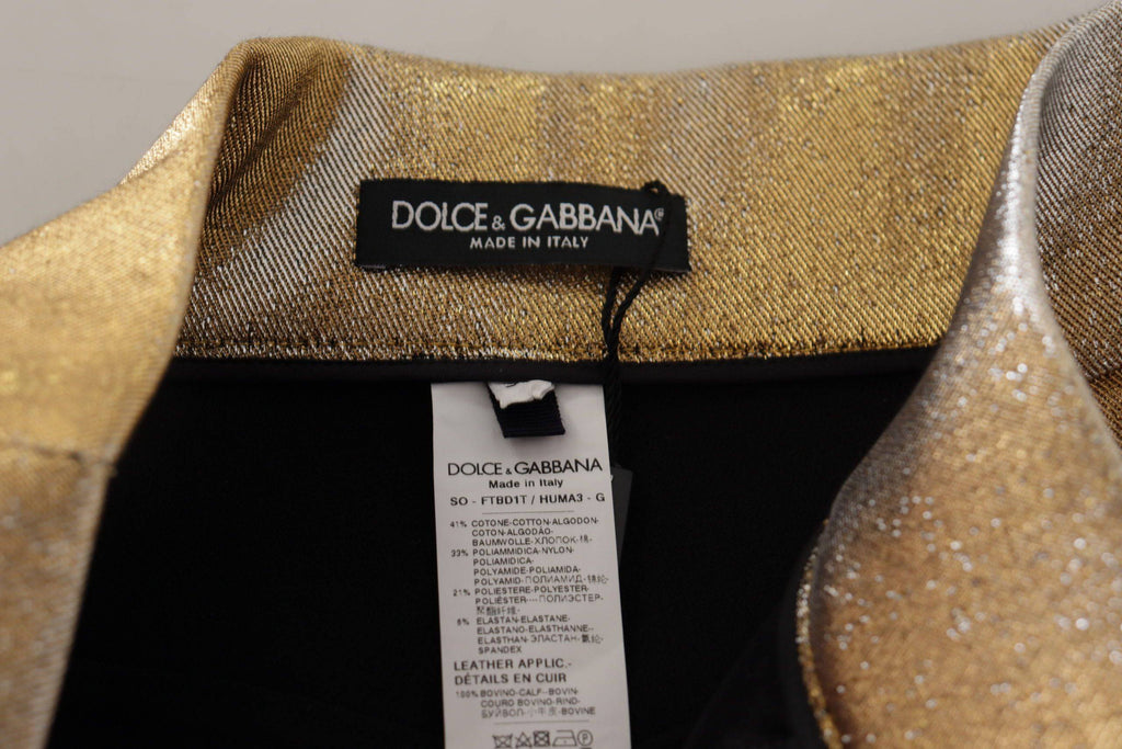 Shorts dorés en coton mélangé avec paillettes de la marque Dolce & Gabbana, coupe courte et brillant, pour un look tendance.