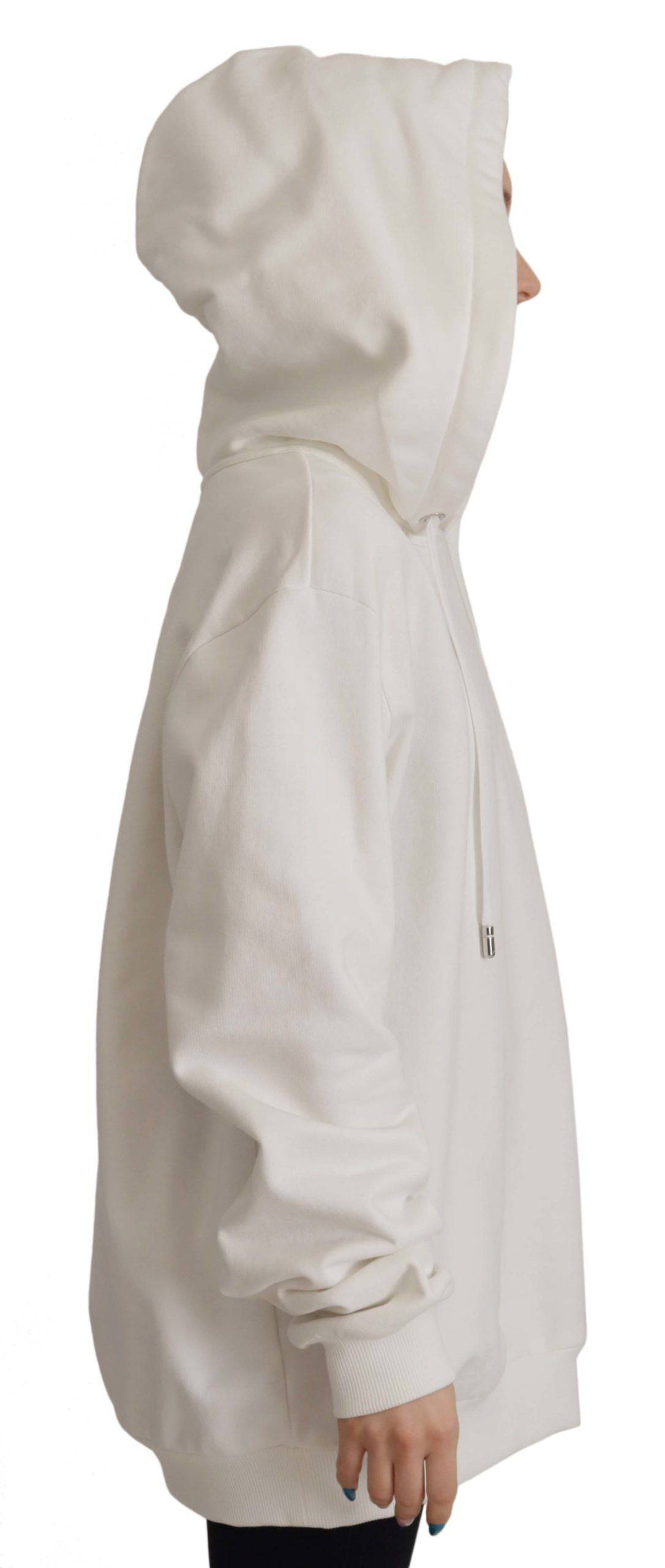 Sweat à capuche blanc Dolce & Gabbana avec broderies, pull-over en coton confortable et stylé.