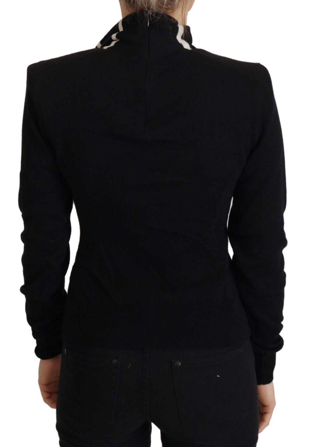 Pull en cachemire noir Dolce & Gabbana, pull à col roulé élégant et chaud, tissu doux et sophistiqué.