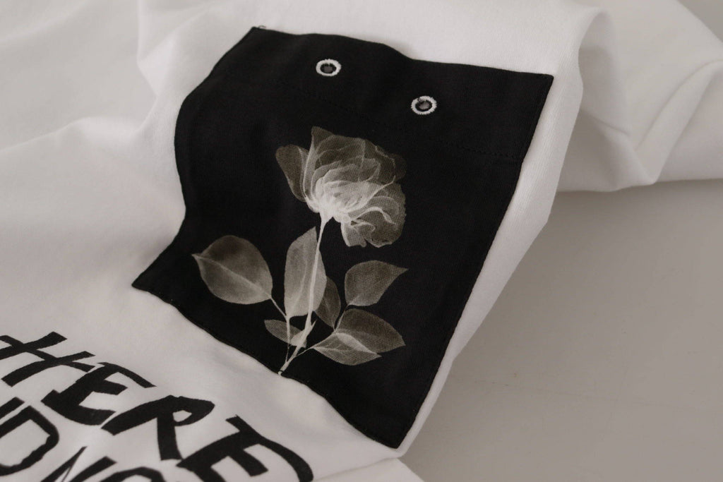 T-shirt en coton blanc Dolce & Gabbana avec slogan imprimé, col rond, prêt à porter élégant pour femme.