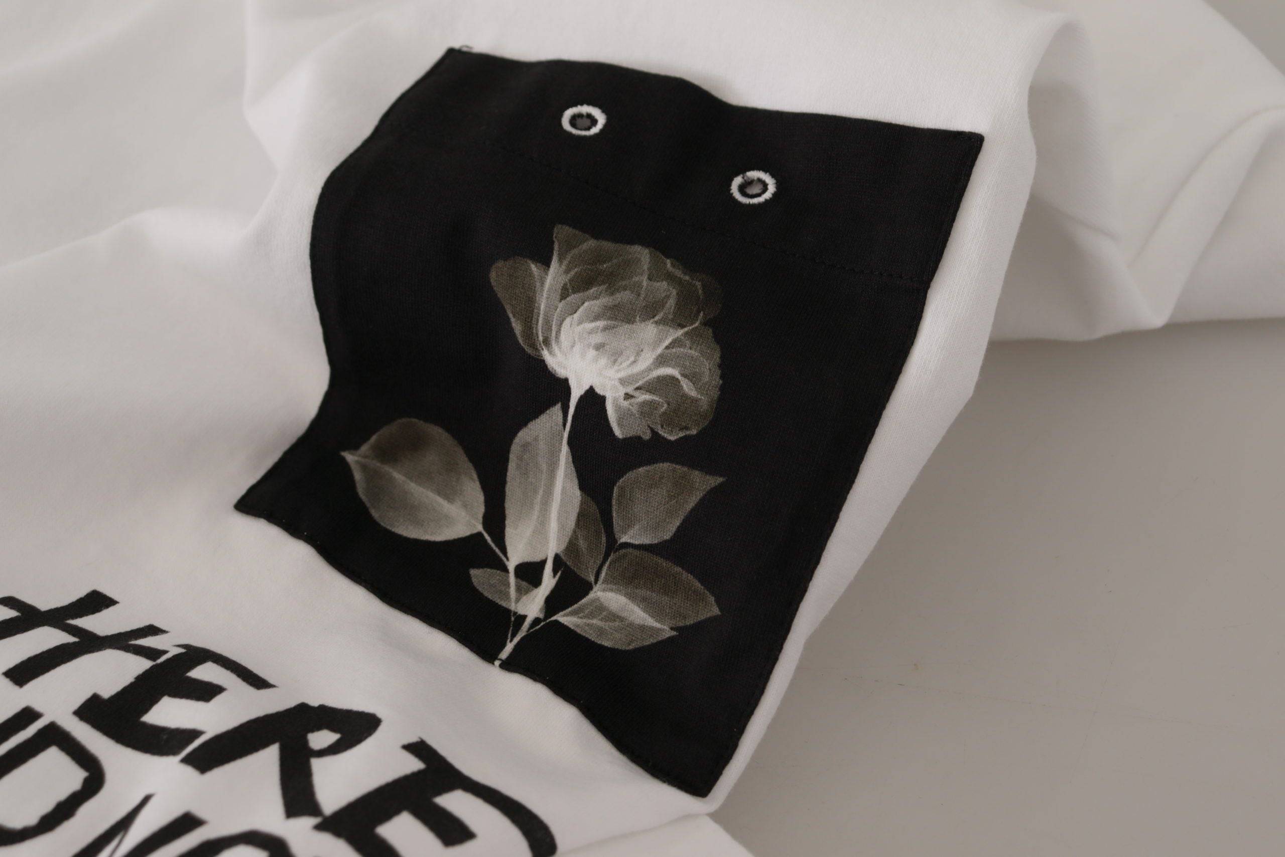 T-shirt en coton blanc Dolce & Gabbana avec slogan imprimé, col rond, prêt à porter élégant pour femme.