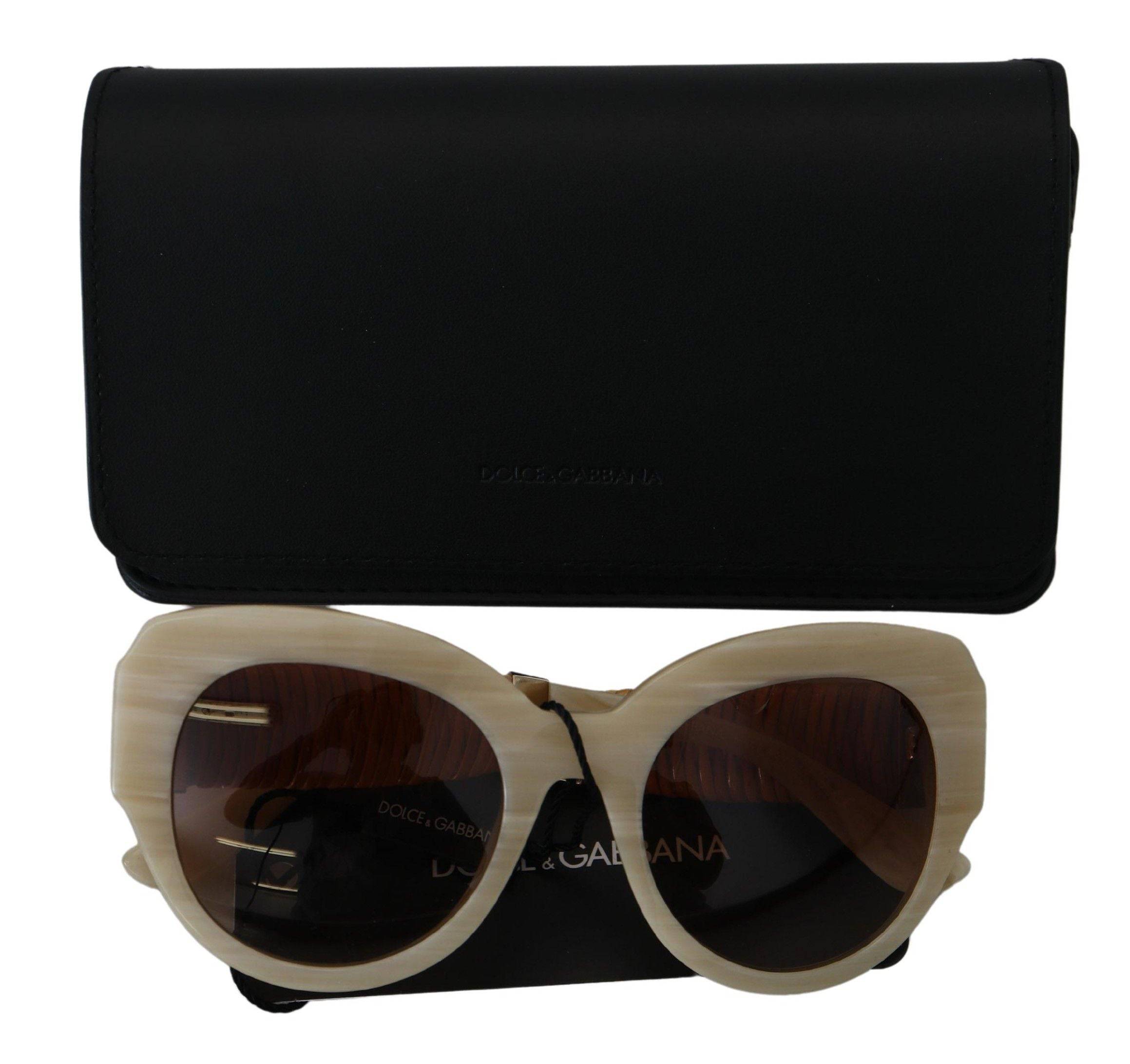 Lunettes de soleil Dolce & Gabbana DG4294 à monture full rim beige en acétate avec verres marron.