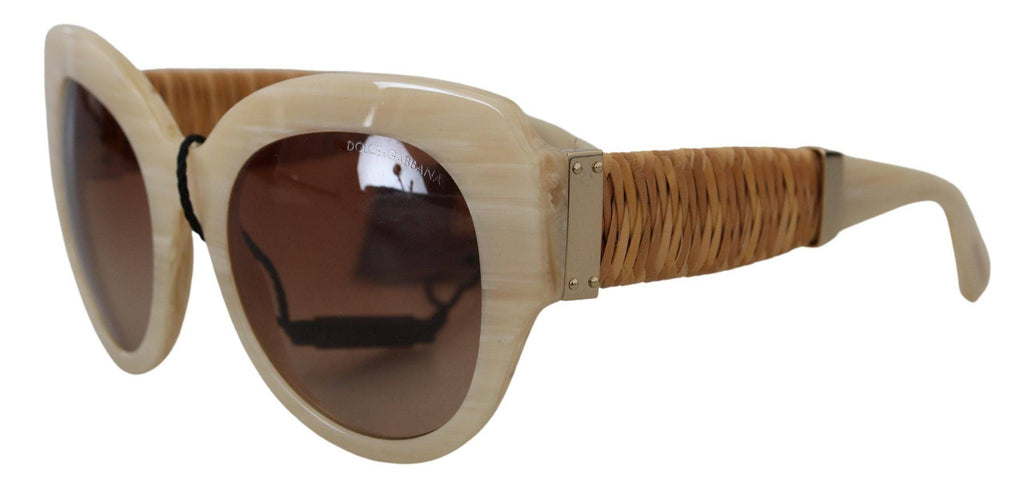 Lunettes de soleil Dolce & Gabbana beige en acétate avec monture pleine, verres marron, modèle DG4294.