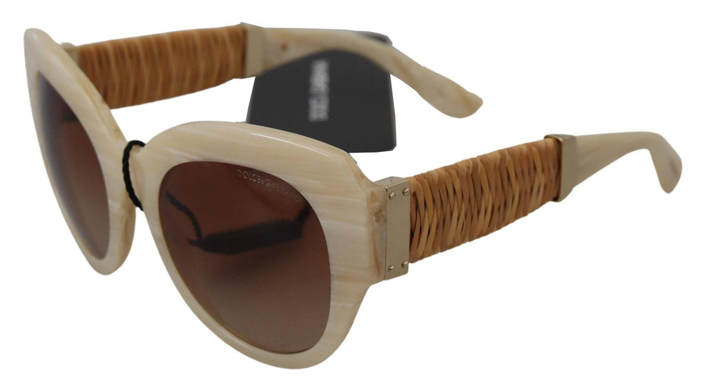 Lunettes de soleil Dolce & Gabbana DG4294 avec monture en acétate beige et verres marron, style élégant et classique.