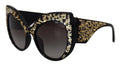 Lunettes de soleil Dolce & Gabbana Butterfly en séquins noirs et or avec verres polarisés DG4326, vue de face.