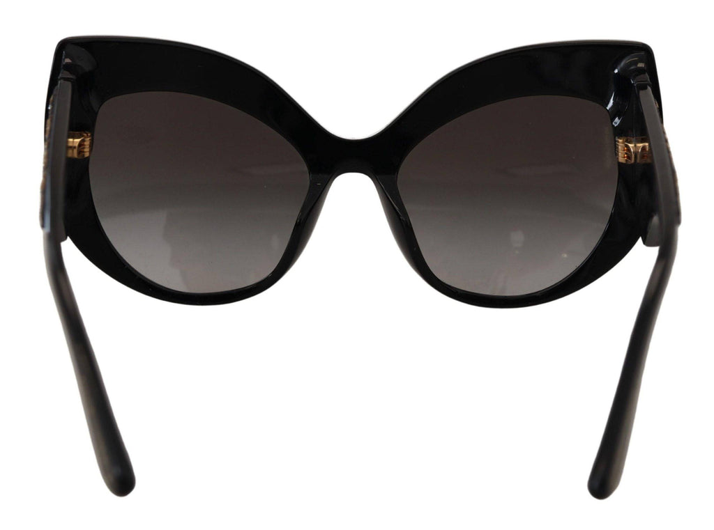 Lunettes de soleil Dolce & Gabbana Butterfly noires et dorées avec sequins et verres polarisés, modèle DG4326.