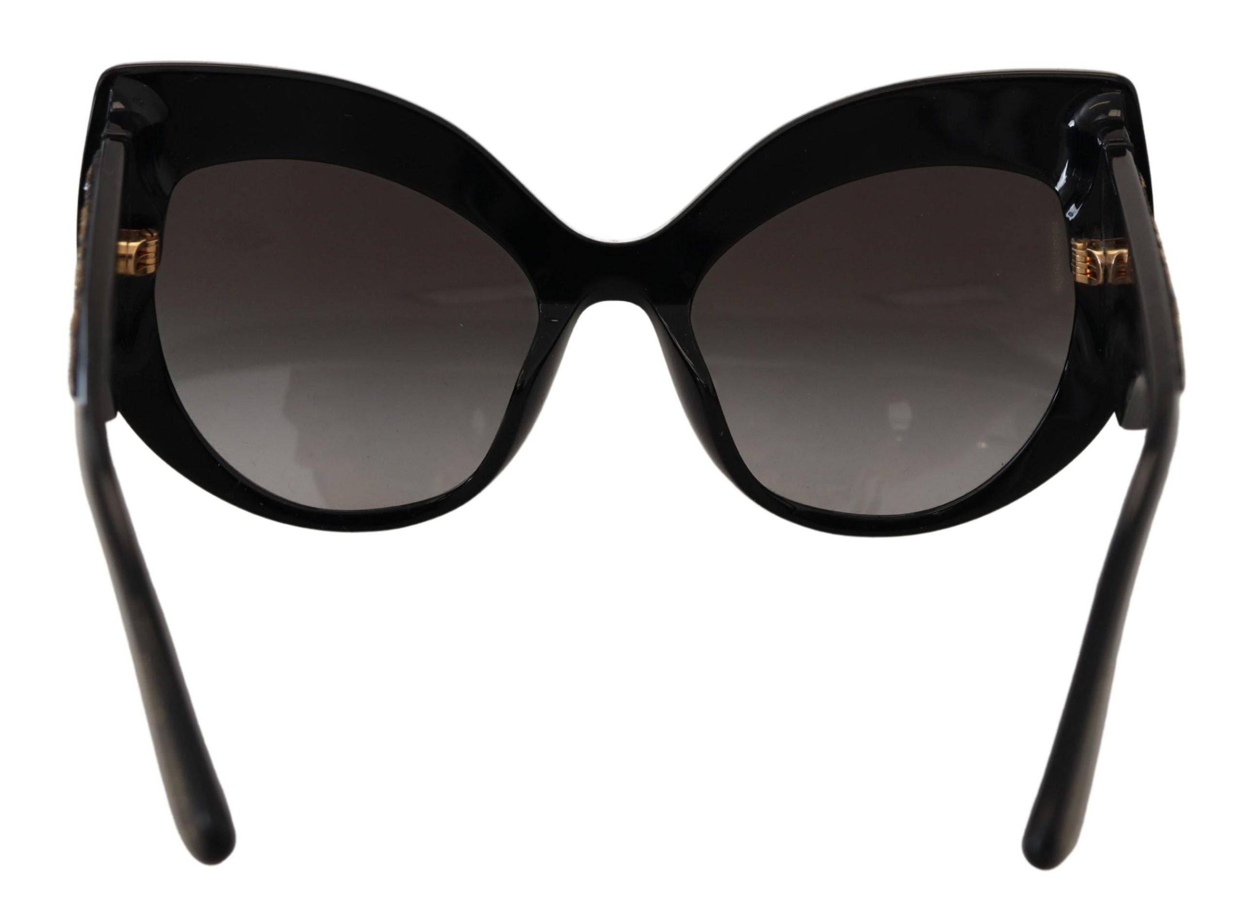 Lunettes de soleil Dolce & Gabbana Butterfly noires et dorées avec sequins et verres polarisés, modèle DG4326.