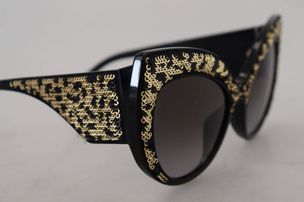 Lunettes de soleil Dolce & Gabbana noires avec sequins dorés en forme de papillon, verres polarisés, modèle DG4326.