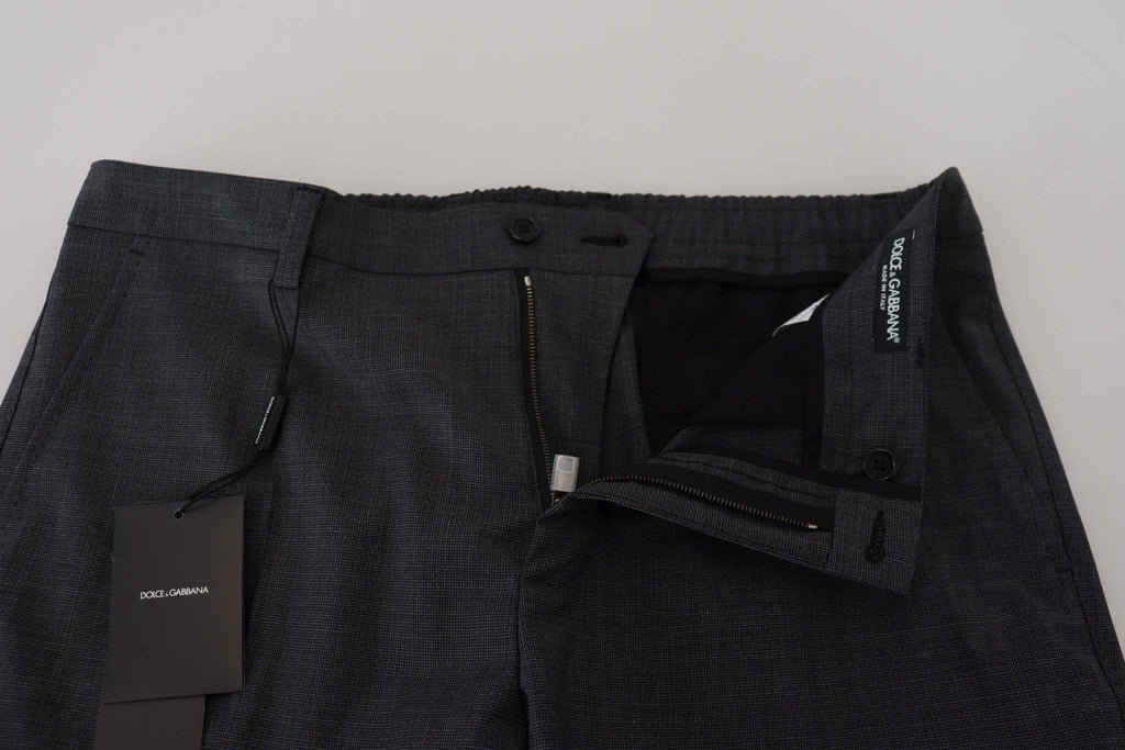 Pantalon cargo à carreaux gris Dolce & Gabbana, pantalon stretch tendance avec poches utilitaires et coupe moderne.