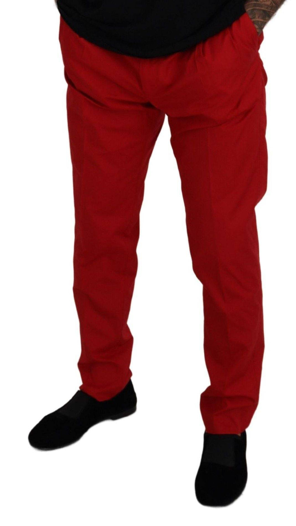 Pantalon chino slim en coton rouge Dolce & Gabbana, pantalon ajusté pour homme.