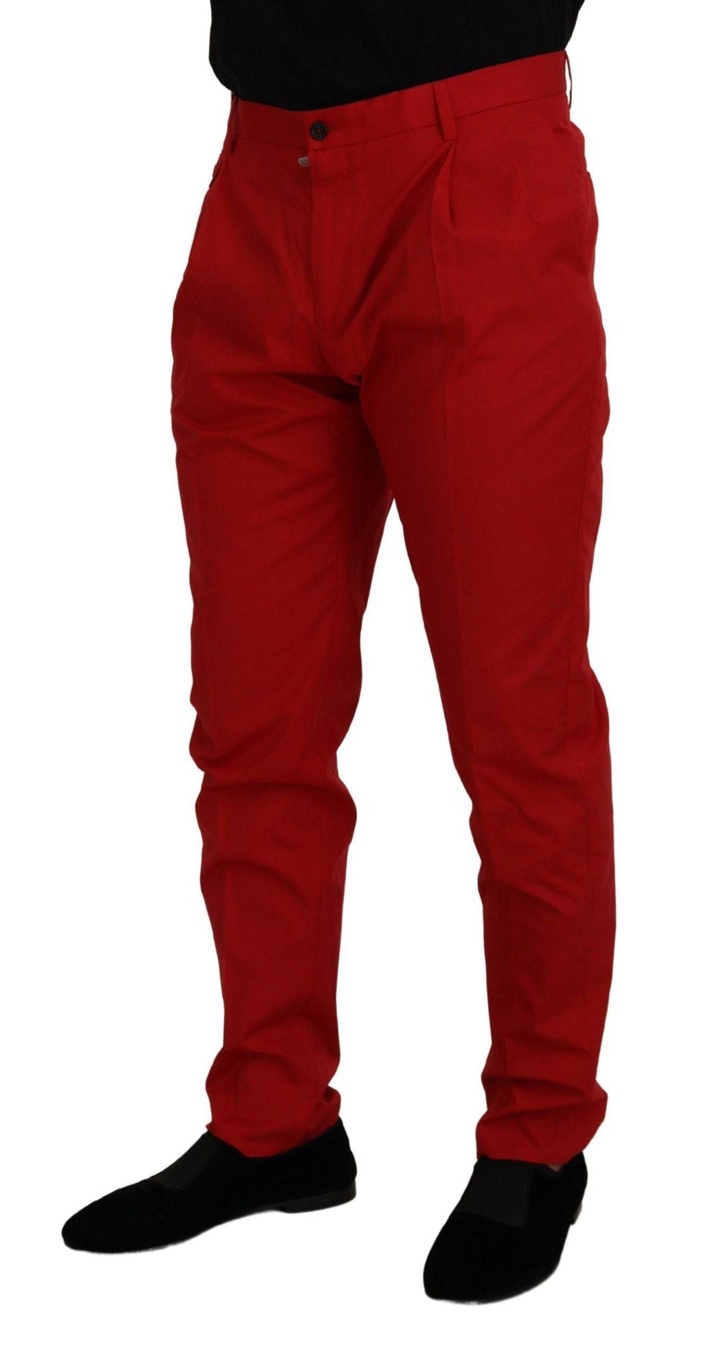 Pantalons chino Slim Fit en coton rouge de Dolce & Gabbana, style élégant et ajusté pour homme.