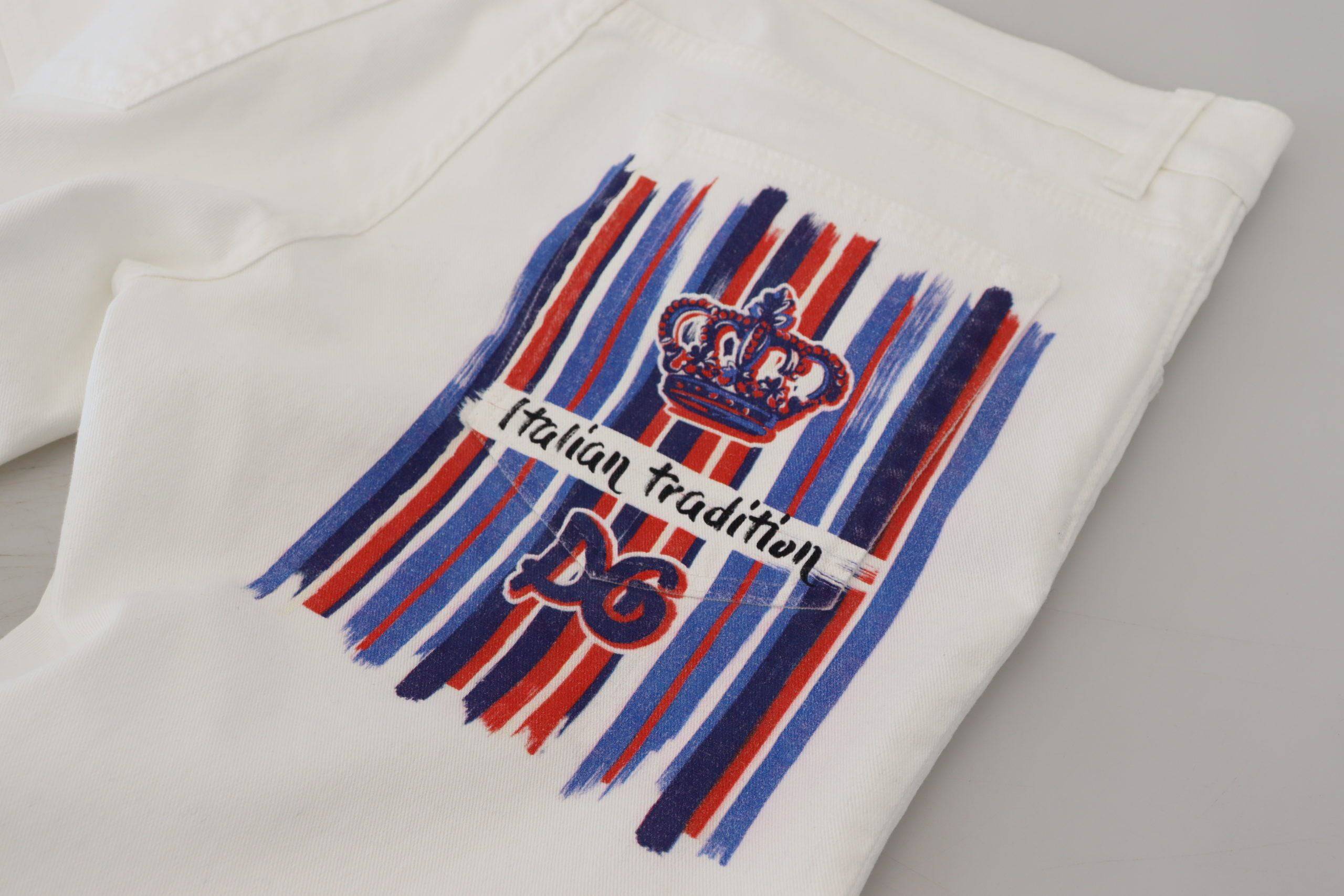 Jeans slim blanc en coton extensible de Dolce & Gabbana, coupe skinny et ajustée, avec finition classique.