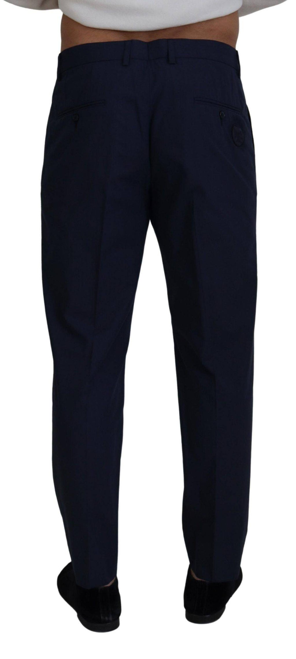 Pantalons chinos en coton bleu Dolce & Gabbana, coupe slim, vue de face sur un fond neutre.