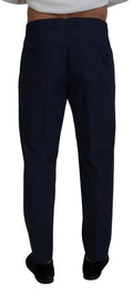 Pantalons chinos en coton bleu Dolce & Gabbana, coupe slim, vue de face sur un fond neutre.