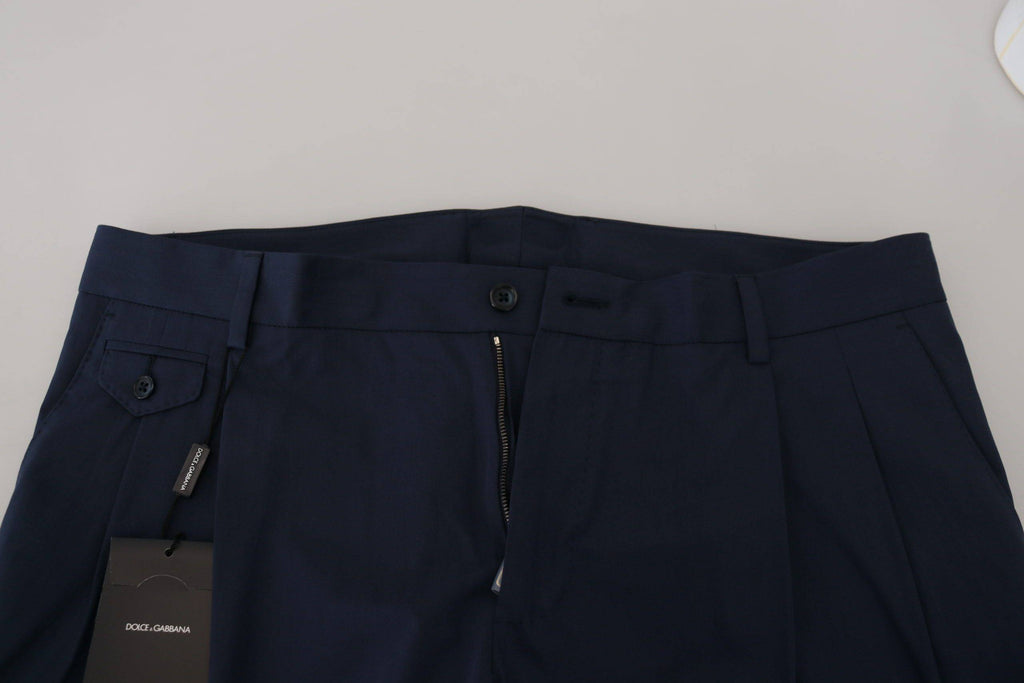 Pantalons chinos en coton bleu Dolce & Gabbana, coupe slim, pantalon élégant pour homme.