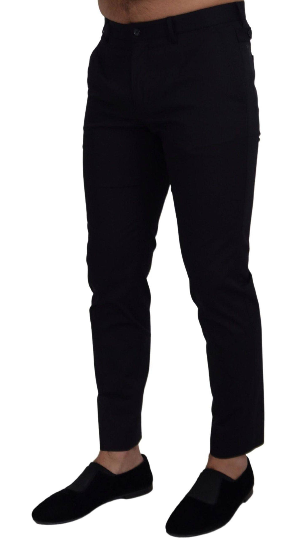 Pantalons Slim en coton stretch bleu Dolce & Gabbana, style chino, visibles avec une coupe ajustée et poche arrière.