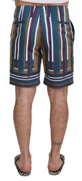 Shorts en coton stretch à rayures multicolores de Dolce & Gabbana, style décontracté et coloré.
