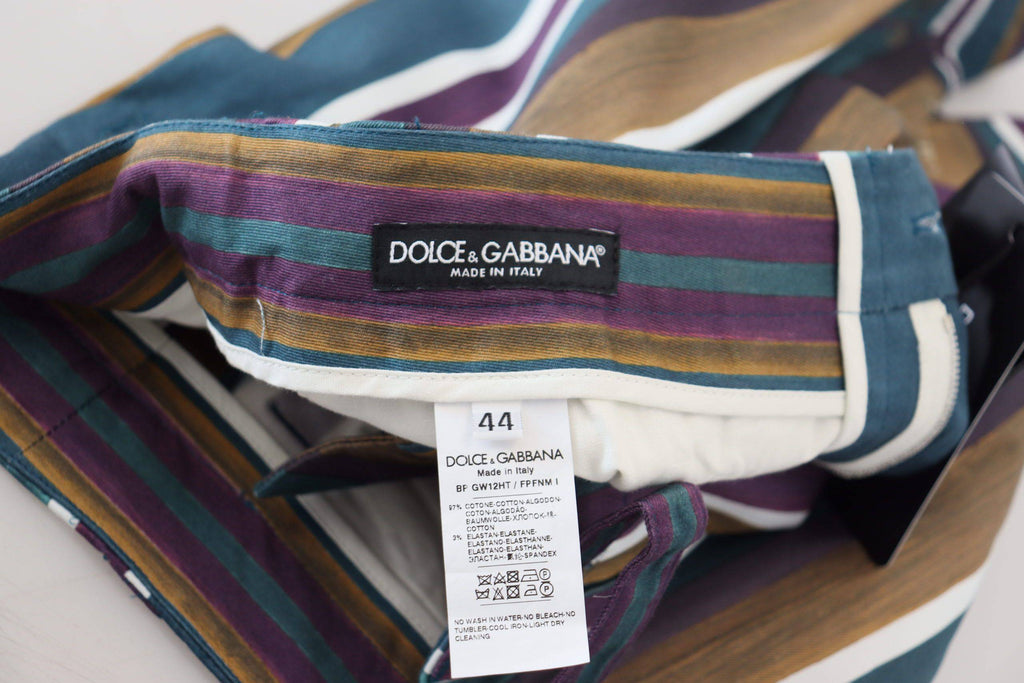 Shorts en coton stretch à rayures multicolores de Dolce & Gabbana, style élégant et confortable, pour homme.