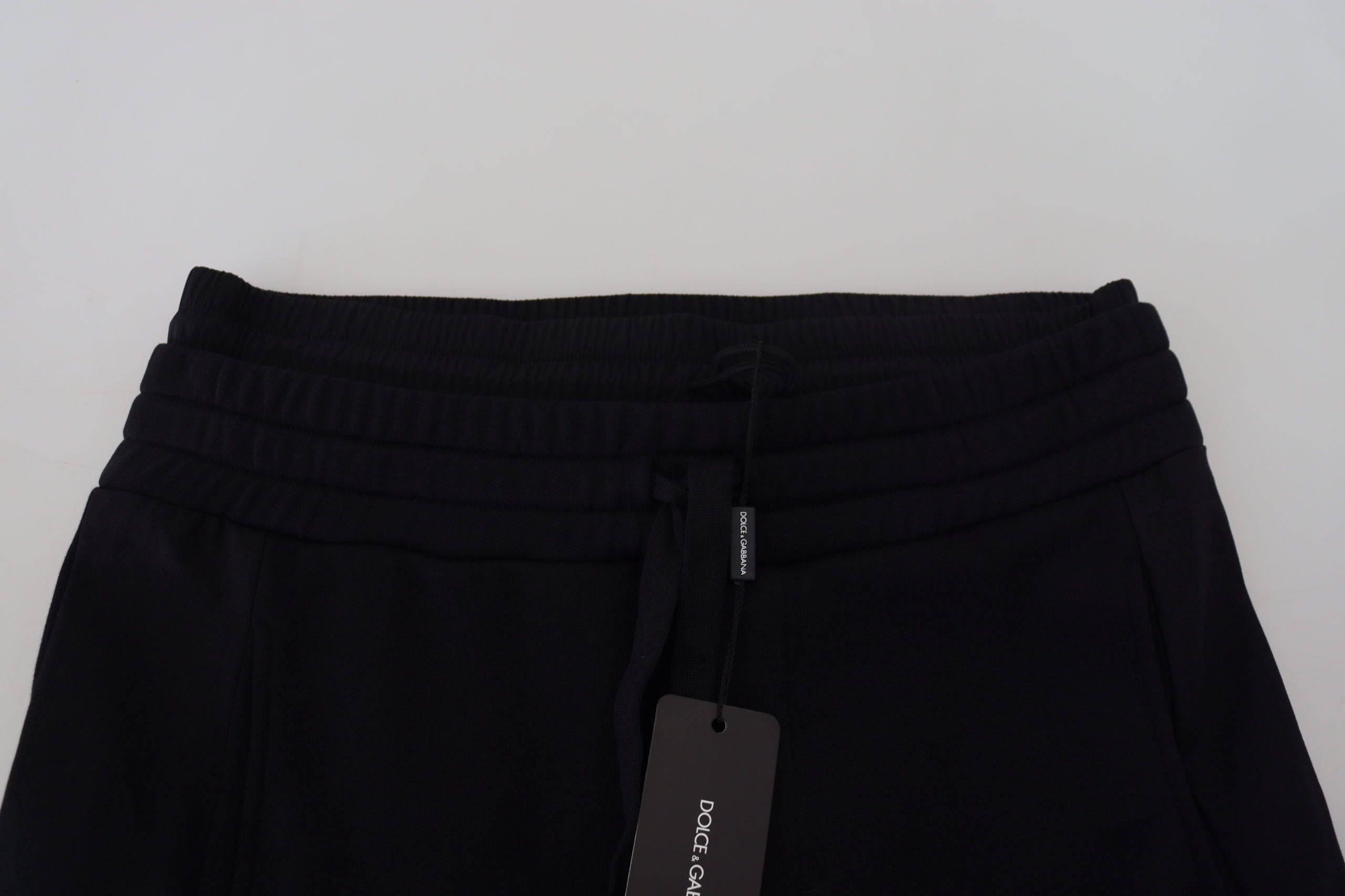Shorts bermuda en coton noir de Dolce & Gabbana, style cargo avec poches, pour homme, décontracté et élégant.