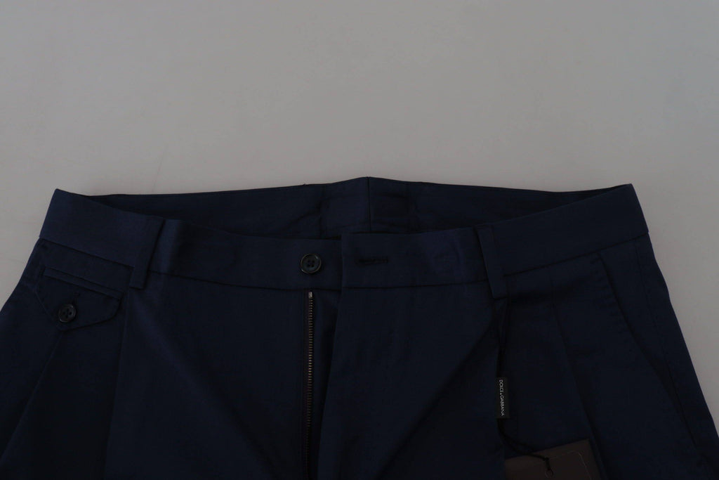 Shorts décontractés en coton stretch Dolce & Gabbana Blue Chinos, style casual et confortable, vue de face avec ceinture.