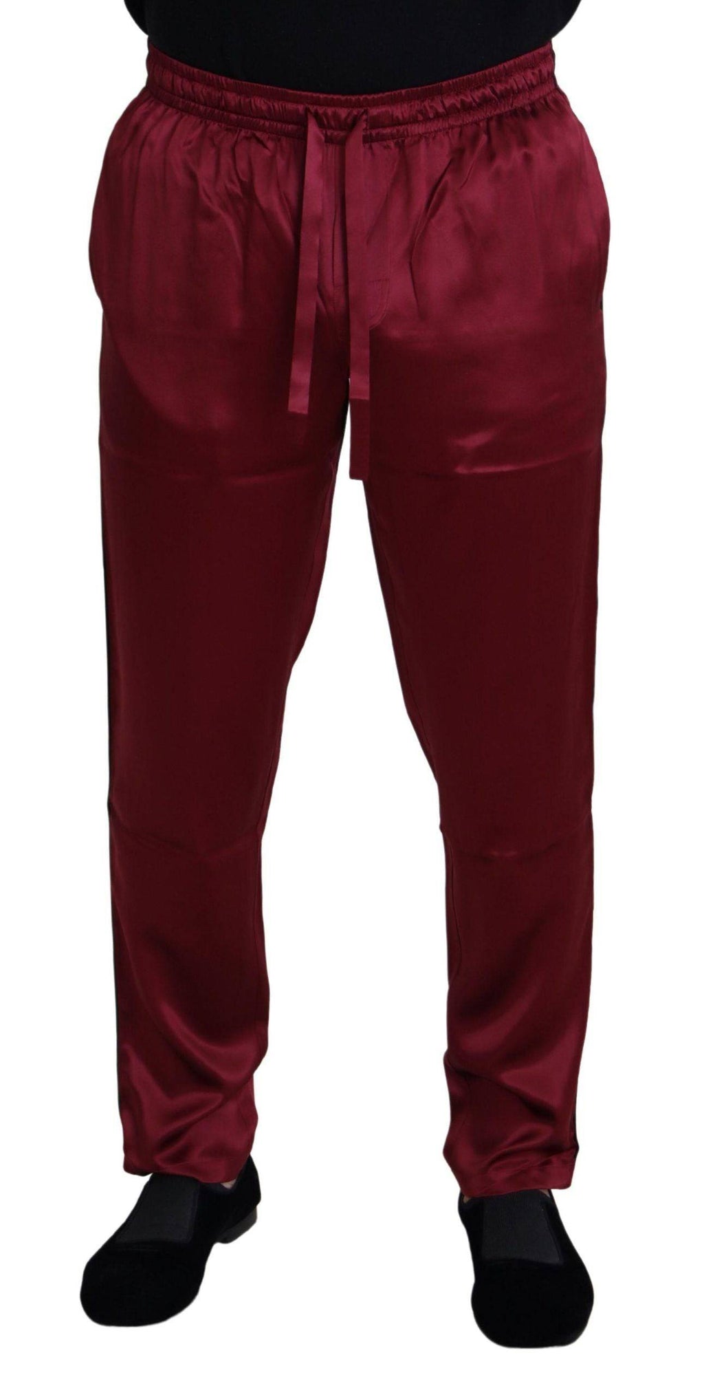 Pantalons de détente en soie Bordeaux de Dolce & Gabbana, style lounge, avec coupe confortable et détails élégants.