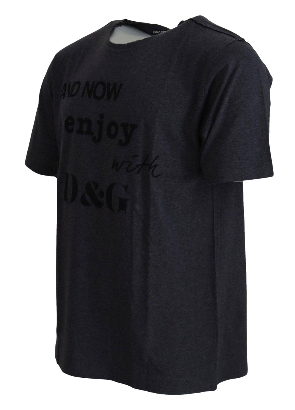 T-shirt gris à manches courtes en coton Dolce & Gabbana, col rond et style décontracté.