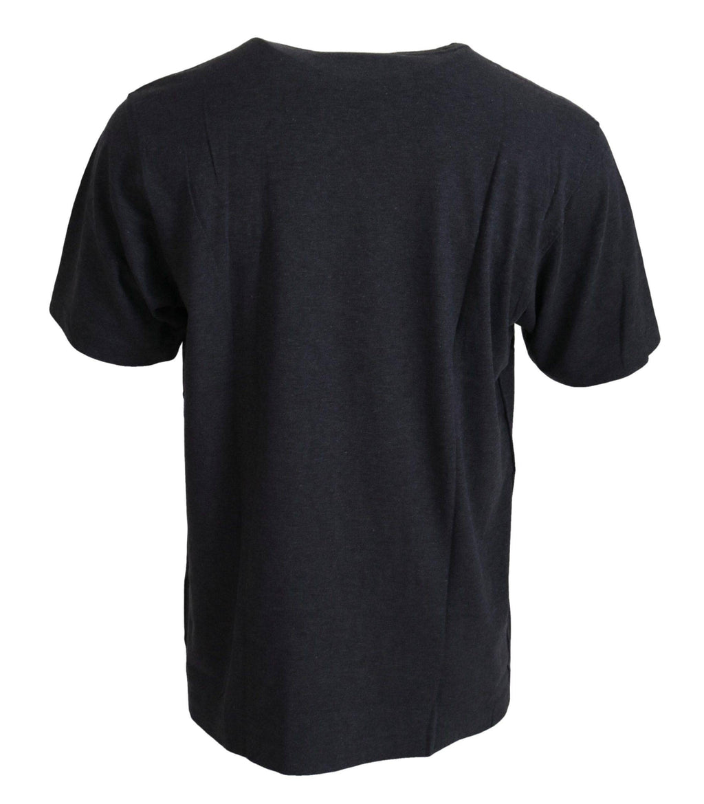 T-shirt à manches courtes gris Dolce & Gabbana en coton avec col rond, vue de face.