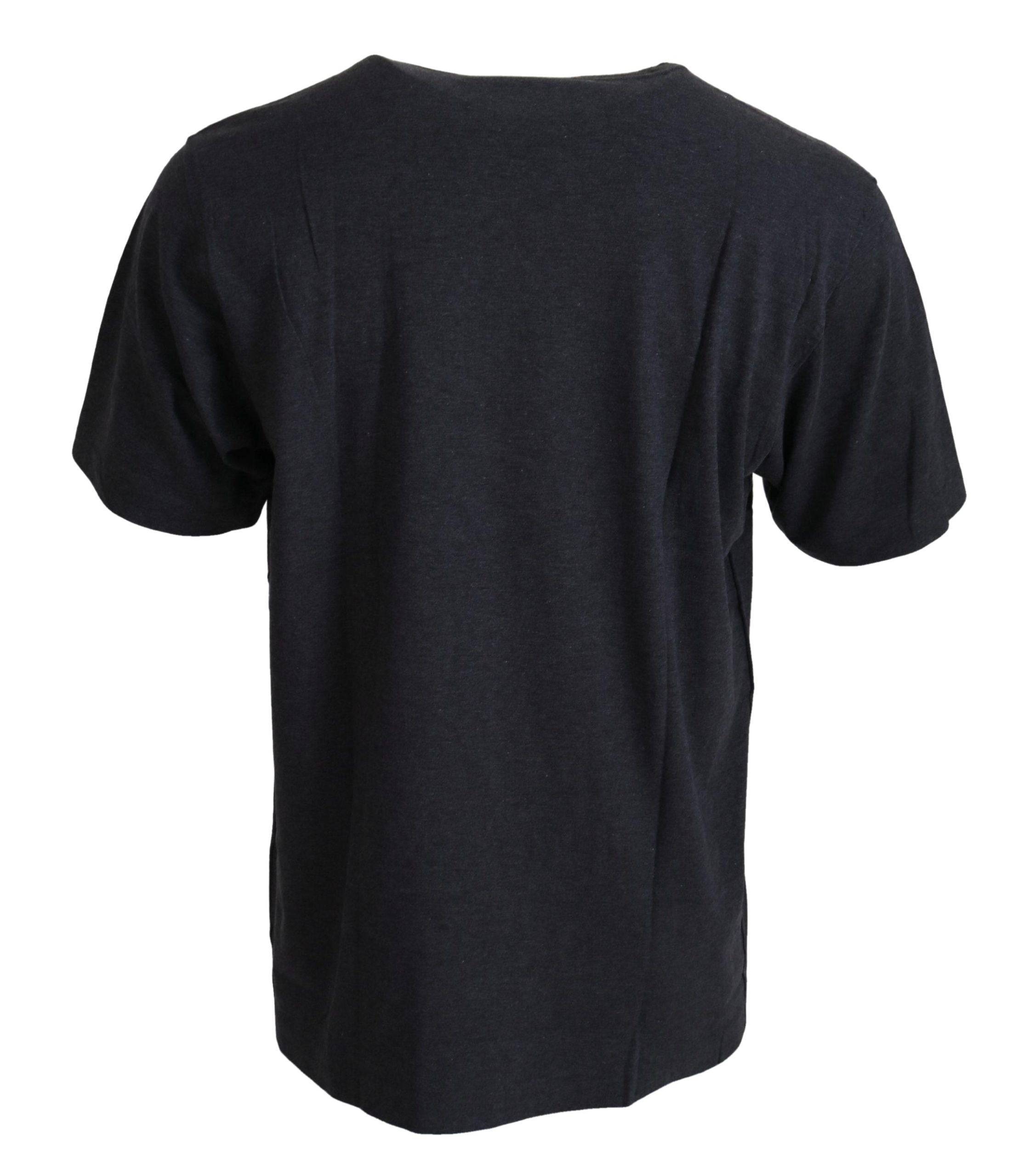 T-shirt à manches courtes gris Dolce & Gabbana en coton avec col rond, vue de face.